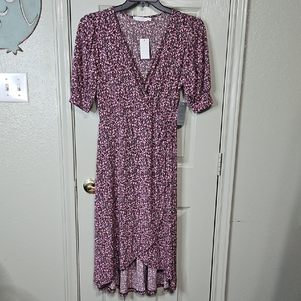 Lush Red Puff Sleeve V-Neck High Low Dress